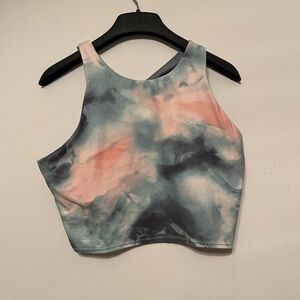 Athleta Women's Tie-Dye Crop Tank Top in Coral, Gray, Blue